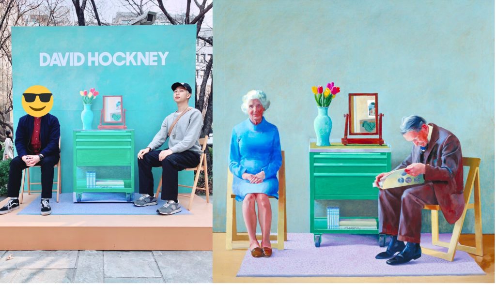 RMの写真の背景のモチーフとなっているデイヴィッド・ホックニーの作品「My Parents」（画像:右）