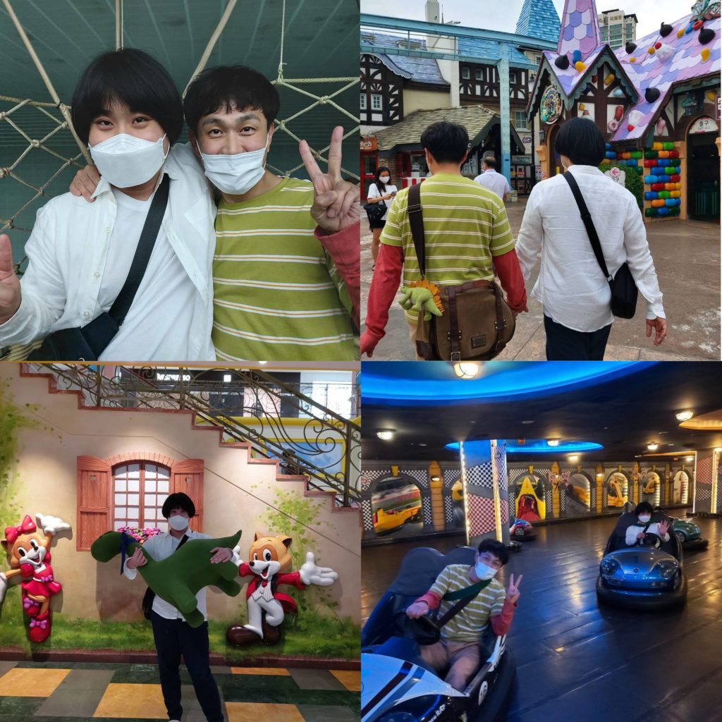 ムン・サンテと遊園地で遊ぶペ・ボムジュン。