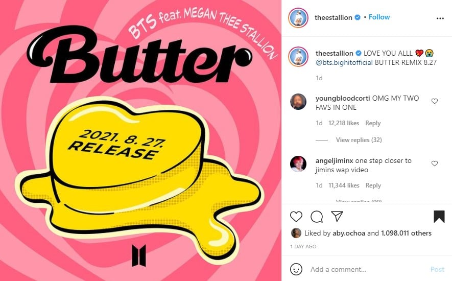 メーガンはインスタグラムで『Butter』発表の喜びを綴った