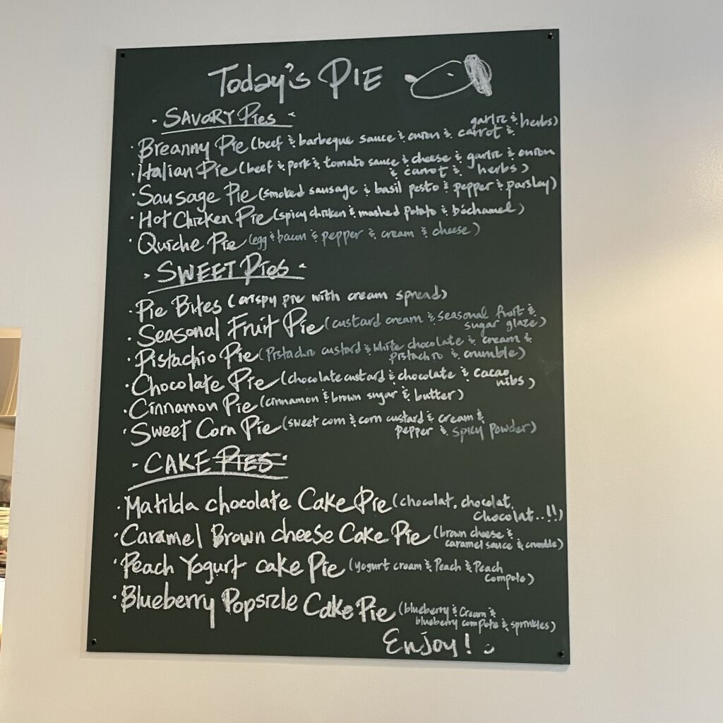 手書きメニュー BREANNY PIE CANTEEN　
